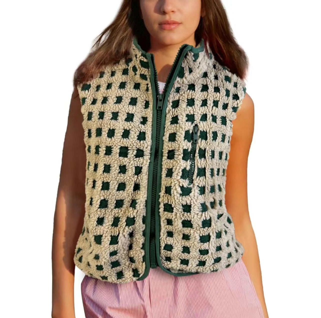 Ollee™ Checkered Sherpa Vest