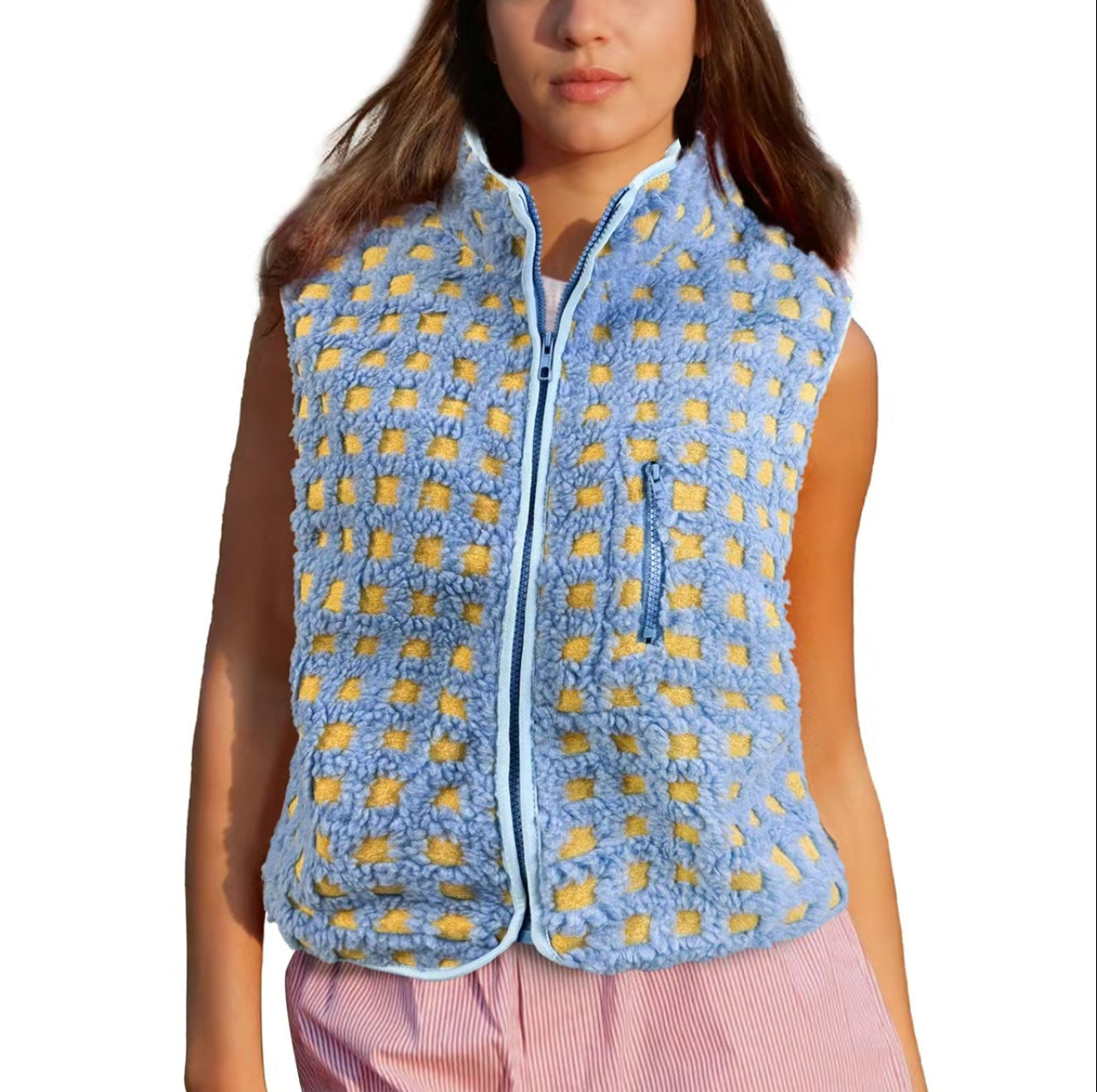 Ollee™ Checkered Sherpa Vest