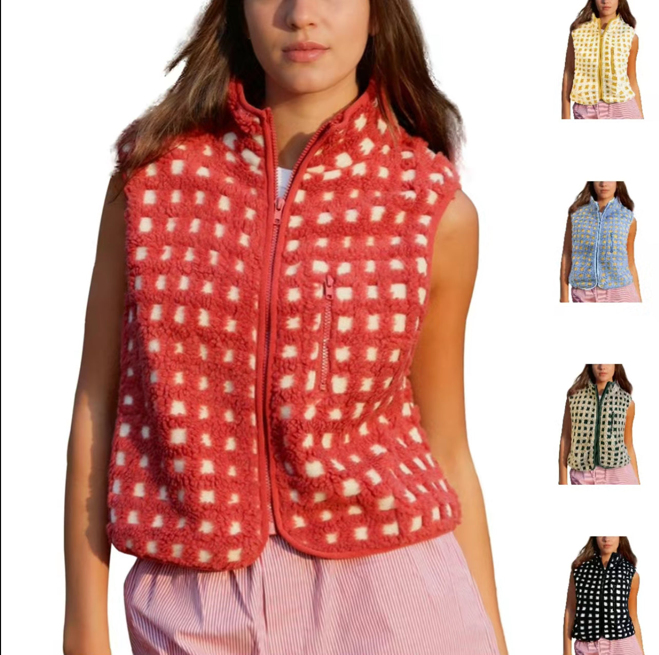 Ollee™ Checkered Sherpa Vest
