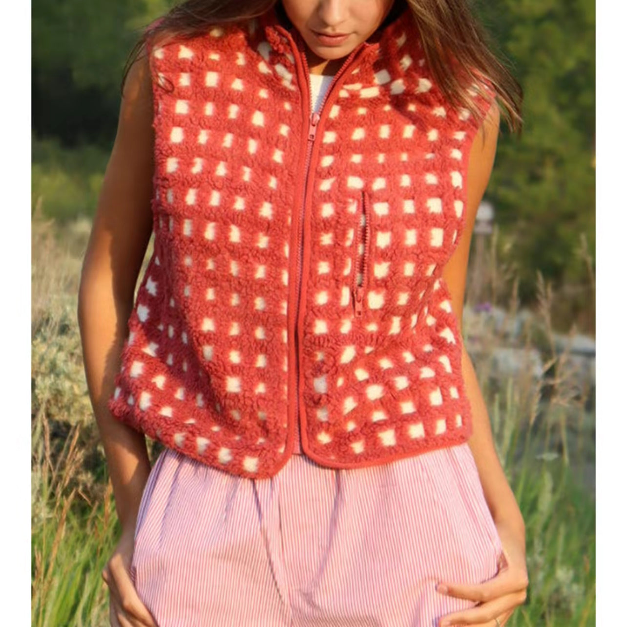 Ollee™ Checkered Sherpa Vest