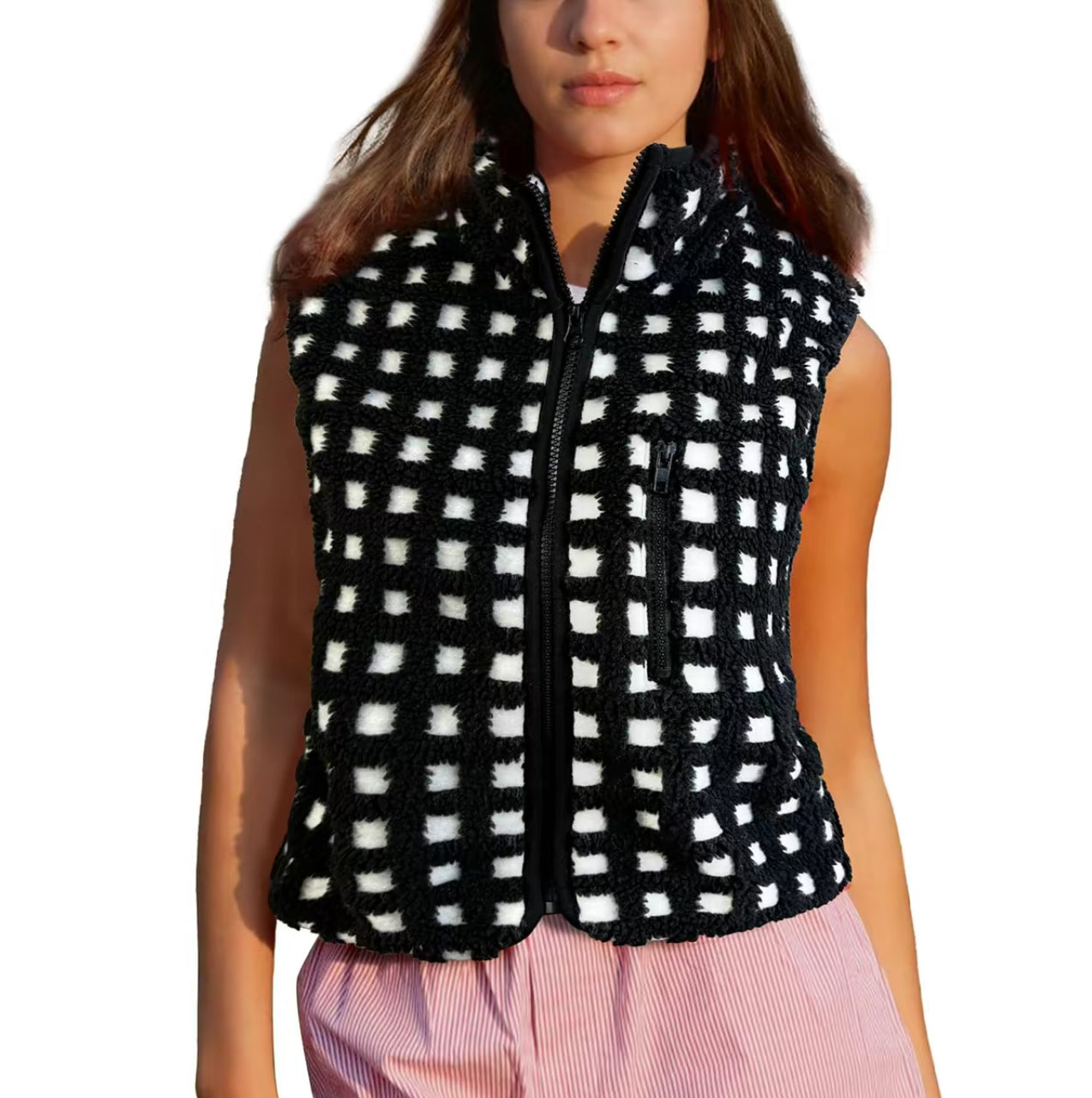 Ollee™ Checkered Sherpa Vest